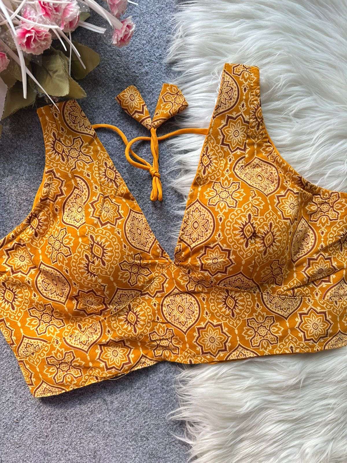 READYMADE BLOUSE SERIES 362 DESIGNER AJRAKH COTTON READYMADE BLOUSES ARE AVAILABLE AT WHOLESALE PRICE