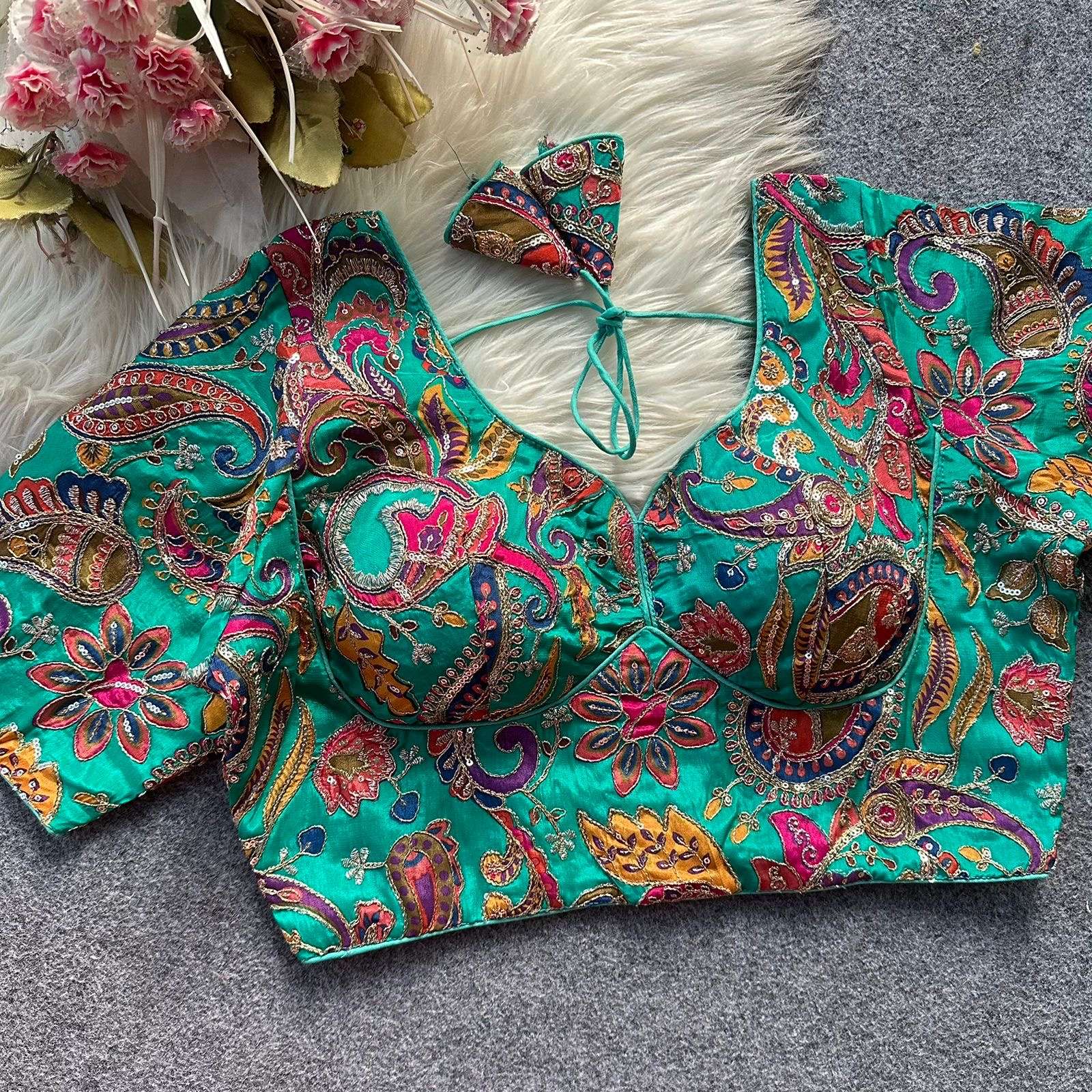 READYMADE BLOUSE SERIES 365 DESIGNER POSITION PRINT AND EMBROIDERY WORK CREPE READYMADE BLOUSES ARE AVAILABLE AT WHOLESALE PRICE 