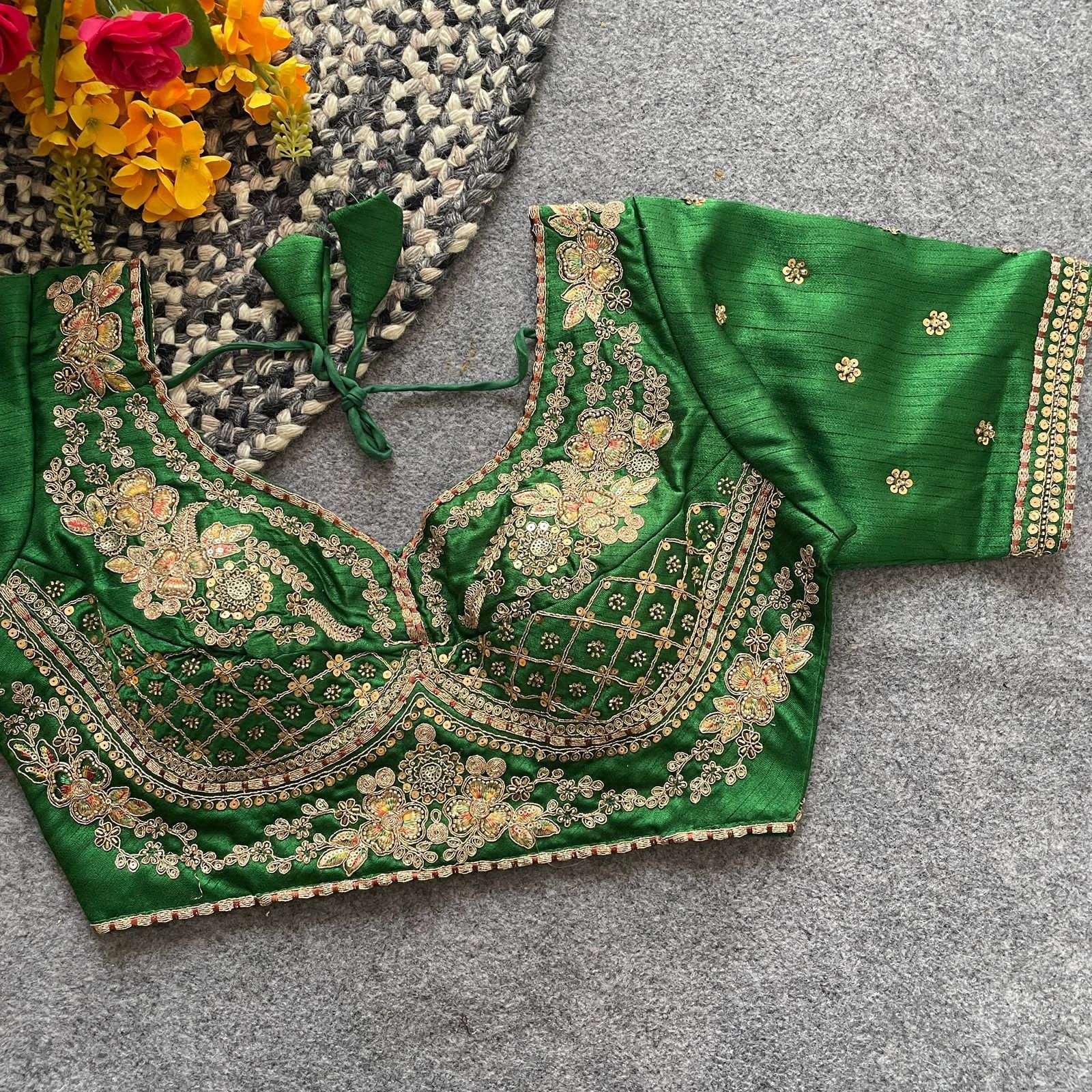 READYMADE BLOUSE SERIES 369 DESIGNER HAND WORK AND SEQUENCE WORK SILK BRIDAL WEAR READYMADE BLOUSES ARE AVAILABLE AT WHOLESALE PRICE