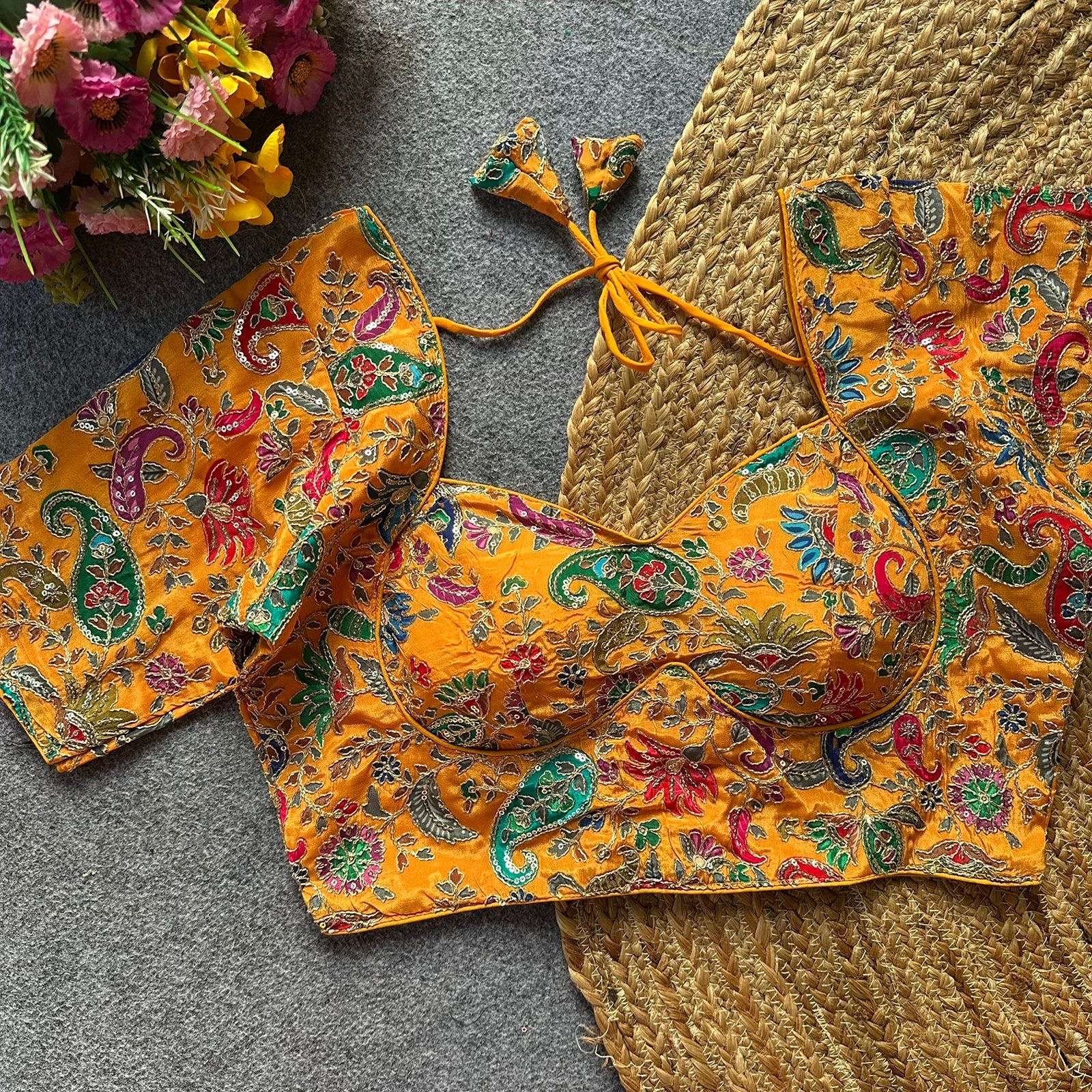 READYMADE BLOUSE SERIES 374 DESIGNER CHINON POSITION PRINT BRIDAL WEAR READYMADE BLOUSES ARE AVAILABLE AT WHOLESALE PRICE 