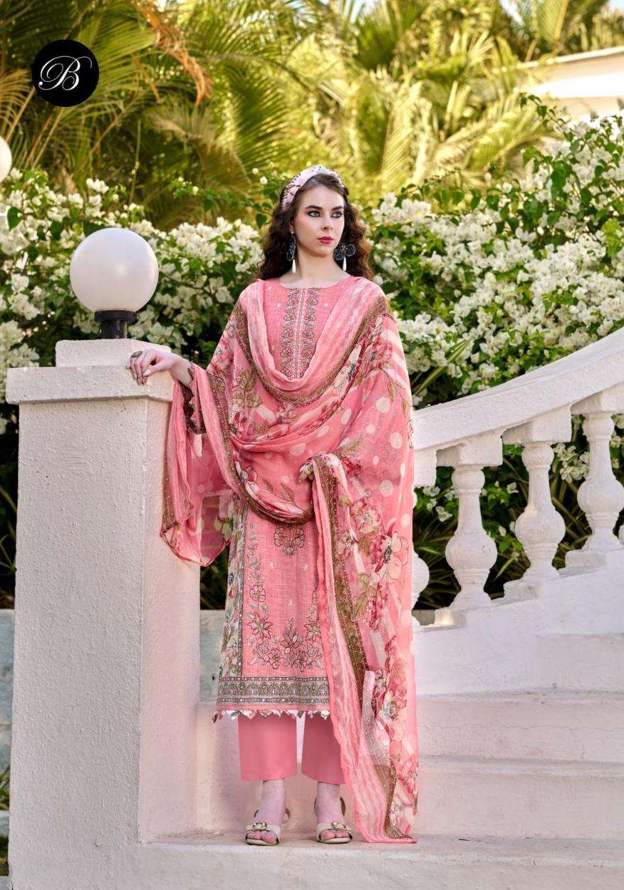REHANA VOL-2 SERIES 967 BY BELLIZA DESIGNER DIGITAL PRINTED AND EMBROIDERY WORK COTTON LINEN SUITS ARE AVAILABLE AT WHOLESALE PRICE