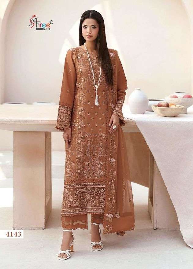 RIWAYAT EMBROIDERED LAWN COLLECTION VOL-1 SERIES 4139 TO 4143 BY SHREE FABS DESIGNER EMBROIDERY WORK COTTON SUITS ARE AVAILABLE AT WHOLESALE PRICE 