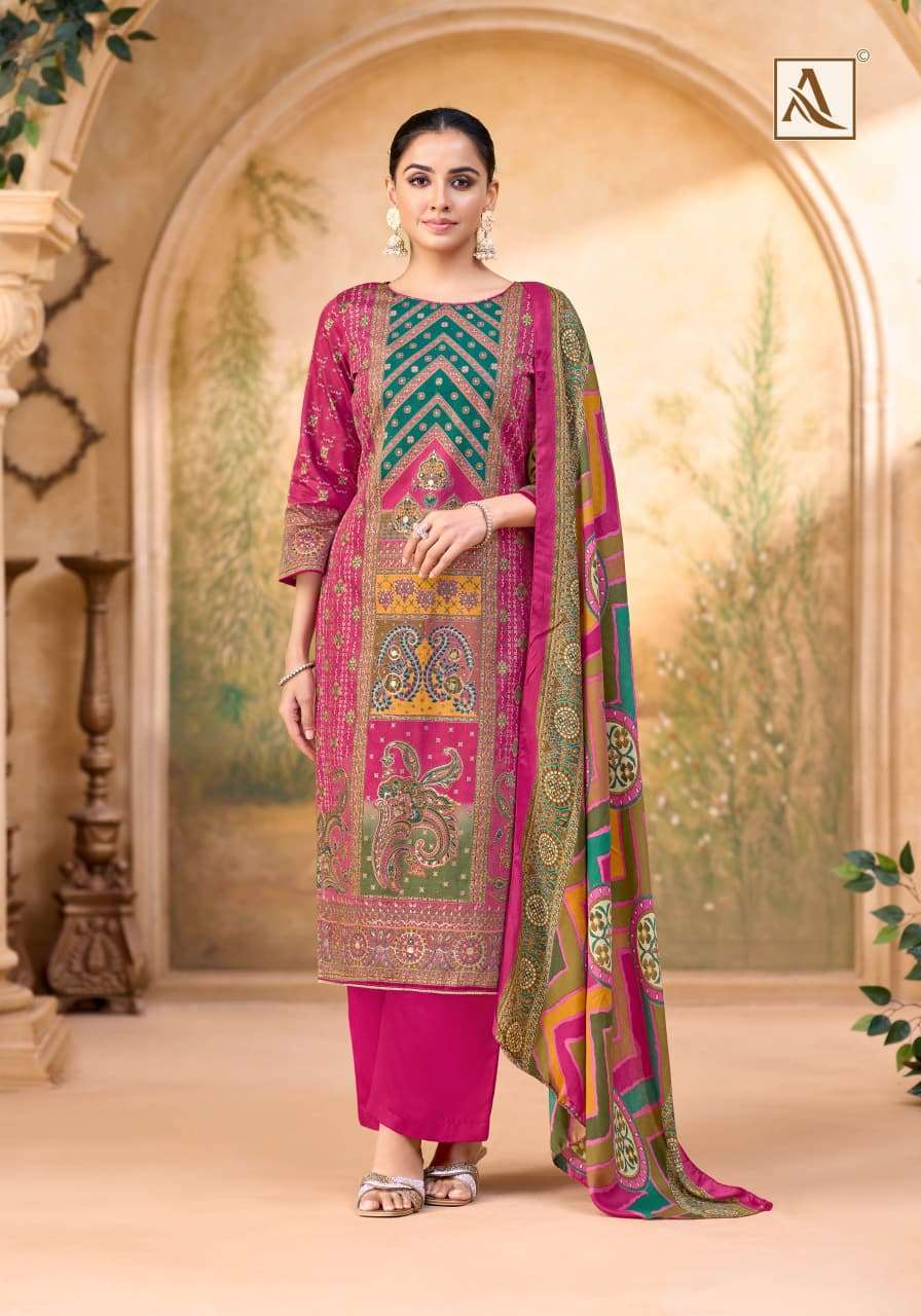 ROOP REKHA SERIES 2186 BY ALOK SUITS DESIGNER PRINTED AND HAND WORK ZAM SUITS ARE AVAILABLE AT WHOLESALE PRICE 