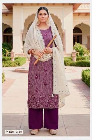 SUFI SERIES 501 BY ALOK SUITS DESIGNER PRINTED AND EMBROIDERY WORK ZAM SUITS ARE AVAILABLE AT WHOLESALE PRICE