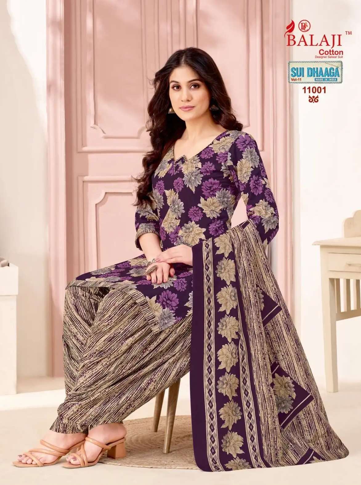 SUI DHAAGA VOL-11 SERIES 11001 TO 11010 BY BALAJI COTTON DESIGNER PRINTED COTTON SUITS ARE AVILABLE AT WHOLESALE PRICE