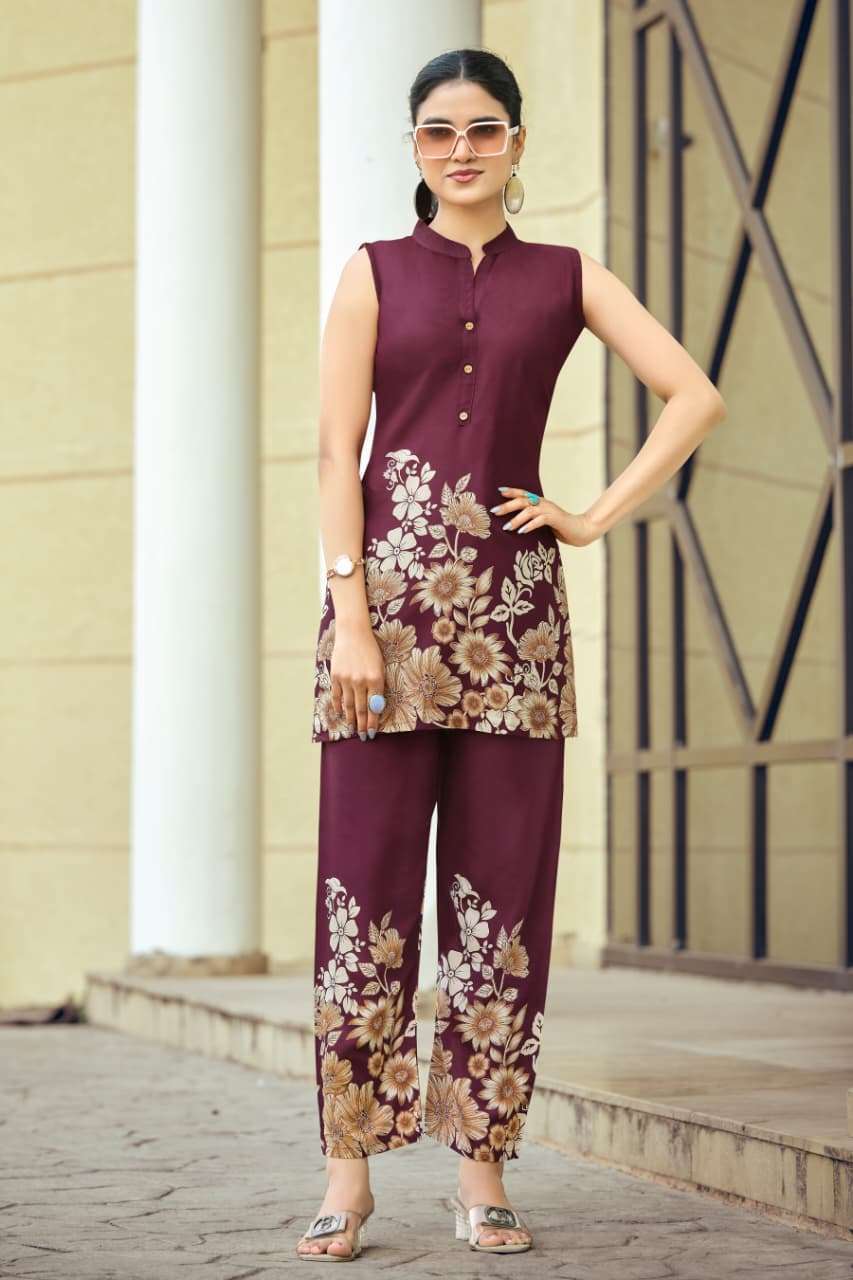 SUMMER BEAUTY VOL-4 SERIES 1001 TO 1006 BY TIPS & TOPS DESIGNER PRINTED RAYON CO ORD SETS ARE AVAILABLE AT WHOLESALE PRICE