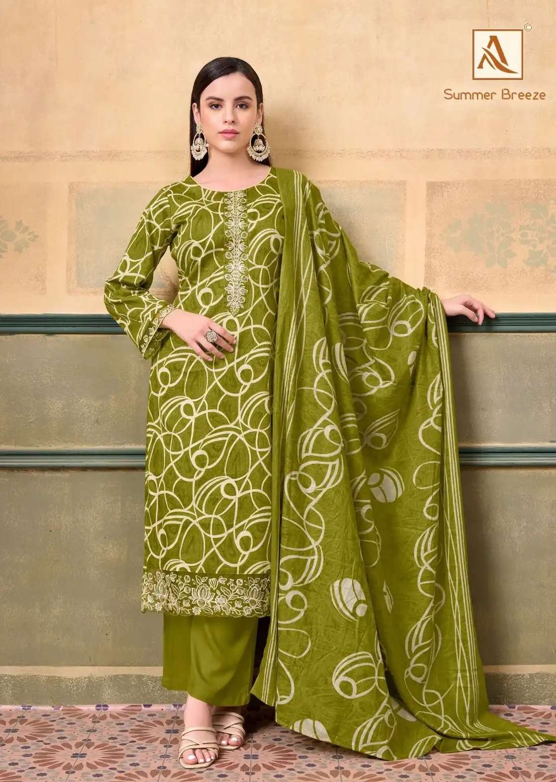 SUMMER BREEZE SERIES 2258 BY ALOK SUITS DESIGNER ZAM COTTON PRINTED AND EMBROIDERY WORK SUITS ARE AVAILABLE AT WHOLESALE PRICE