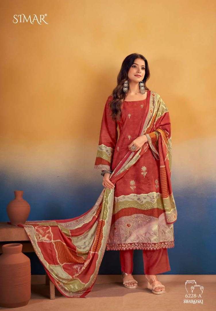 SWAROSKI SERIES 6228 BY SIMAR DESIGNER DIGITAL PRINTED AND EMBROIDERY WORK LAWN COTTON SUITS ARE AVAILABLE AT WHOLESALE PRICE