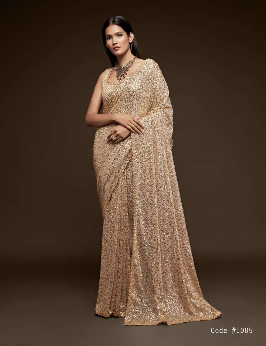THE STARLIT SERIES 1001 TO 1012 SAREE BY ZEEL DESIGNER FANCY WORK GEORGETTE PARTY WEAR SAREES ARE AVAILABLE AT WHOLESALE PRICE