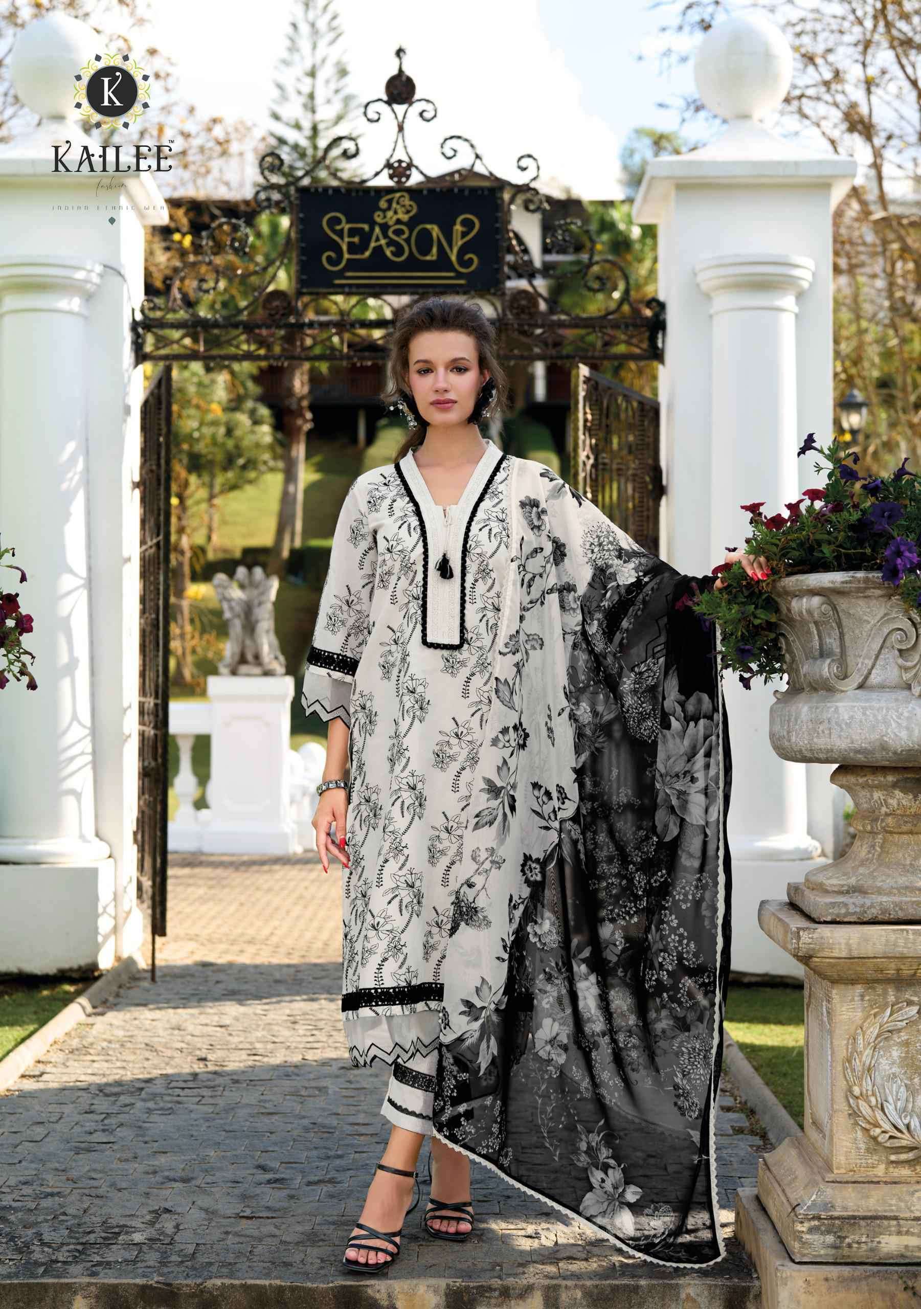 TOSKA SERIES 45301 TO 45302 BY KAILEE DESIGNER THREAD AND HAND WORK COTTON TOP WITH BOTTOM AND DUPATTA ARE AVAILABLE AT WHOLESALE PRICE