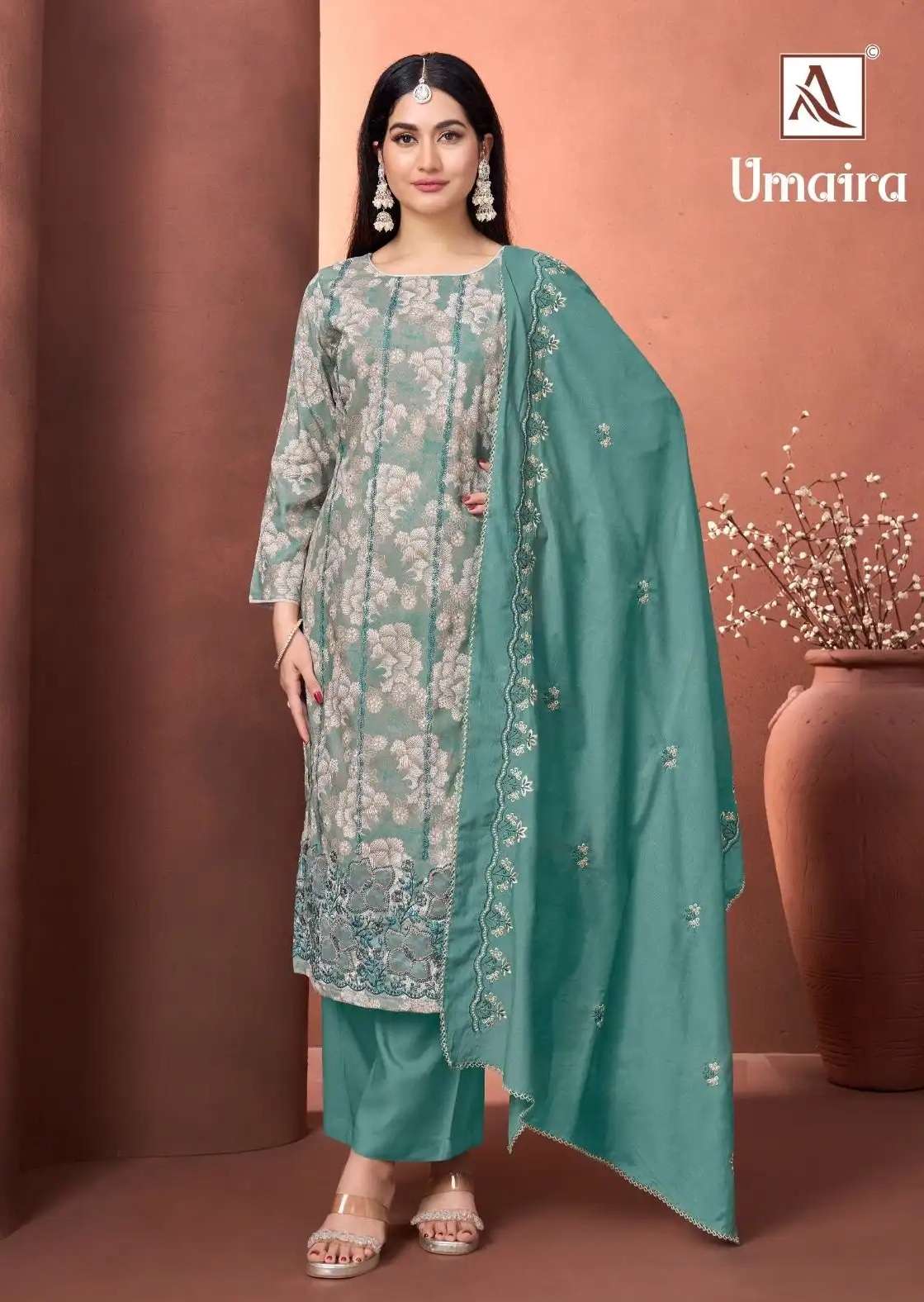 UMAIRA SERIES 2229 BY ALOK SUITS DESIGNER VISCOSE RAYON PEARL PRINT AND EMBROIDERY WORK SUITS ARE AVAILABLE AT WHOLESALE PRICE