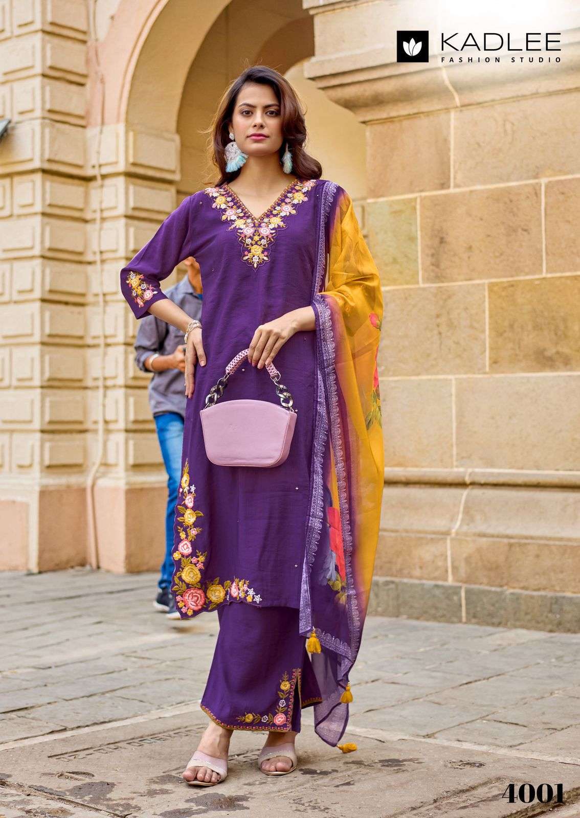 VAARI SERIES 4001 TO 4004 BY KADLEE DESIGNER VISCOSE WEAVING HAND WORK AND THREAD WORK KURTI WITH BOTTOM AND DUPATTA ARE AVAILABLE AT WHOLESALE PRICE