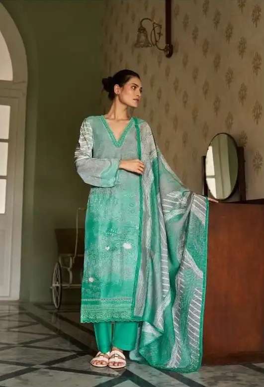 YAADEIN SERIES 2279 TO 2282 BY KIMORA DESIGNER DIGITAL PRINTED AND EMBROIDERY WORK MUSLIN SUITS ARE AVAILABLE AT WHOLESALE PRICE