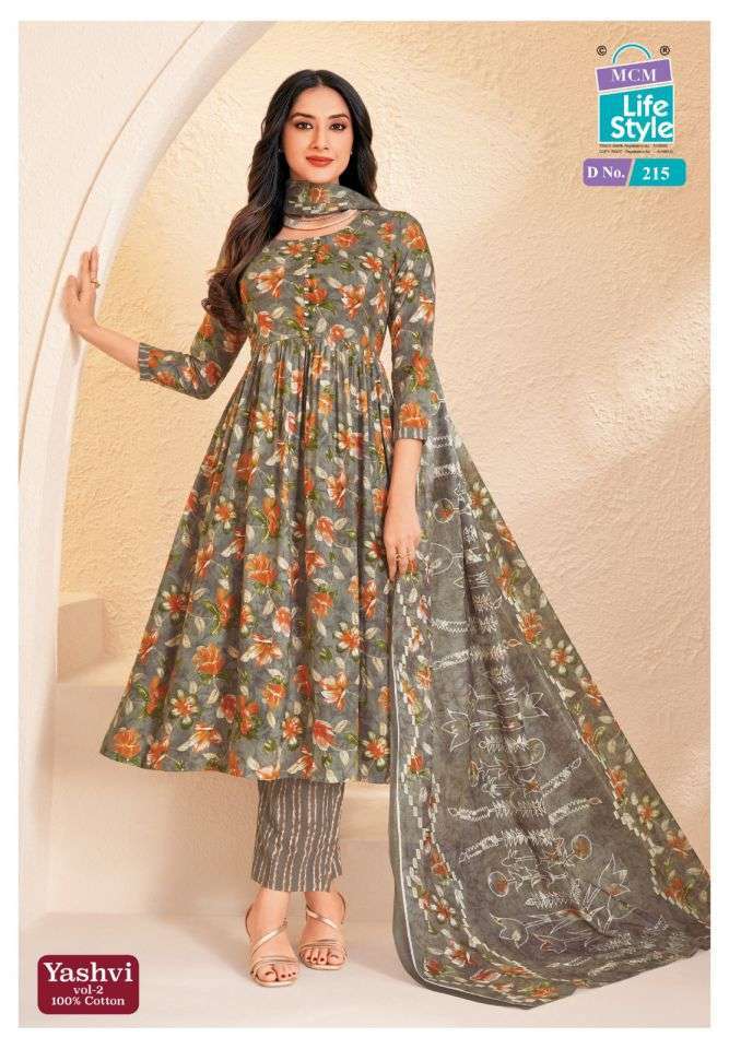 YASHVI VOL-2 SERIES 207 TO 216 BY MCM DESIGNER PRINTED RADYMADE COTTON ANARKALI SUITS ARE AVAILABLE AT WHOLESALE PRICE
