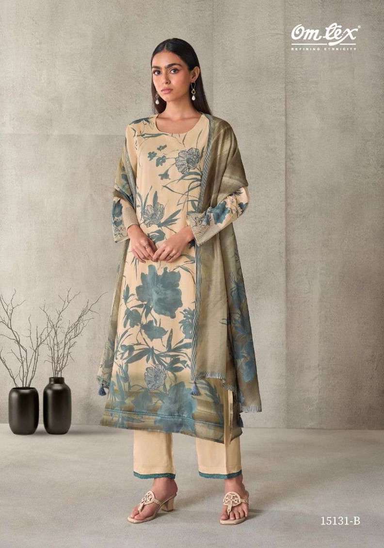 ZIVYANA SERIES 15131 BY OMTEX DESIGNER GEORGETTE DIGITAL PRINTED AND EMBROIDERY WORK MUL CHANDERI SUITS ARE AVAILABLE AT WHOLESALE PRICE