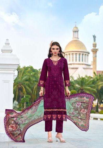 AFROZEH SERIES 806 BY BELLIZA DESIGNER EMBROIDERY WORK COTTON LAWN SUITS ARE AVAILABLE AT WHOLESALE PRICE