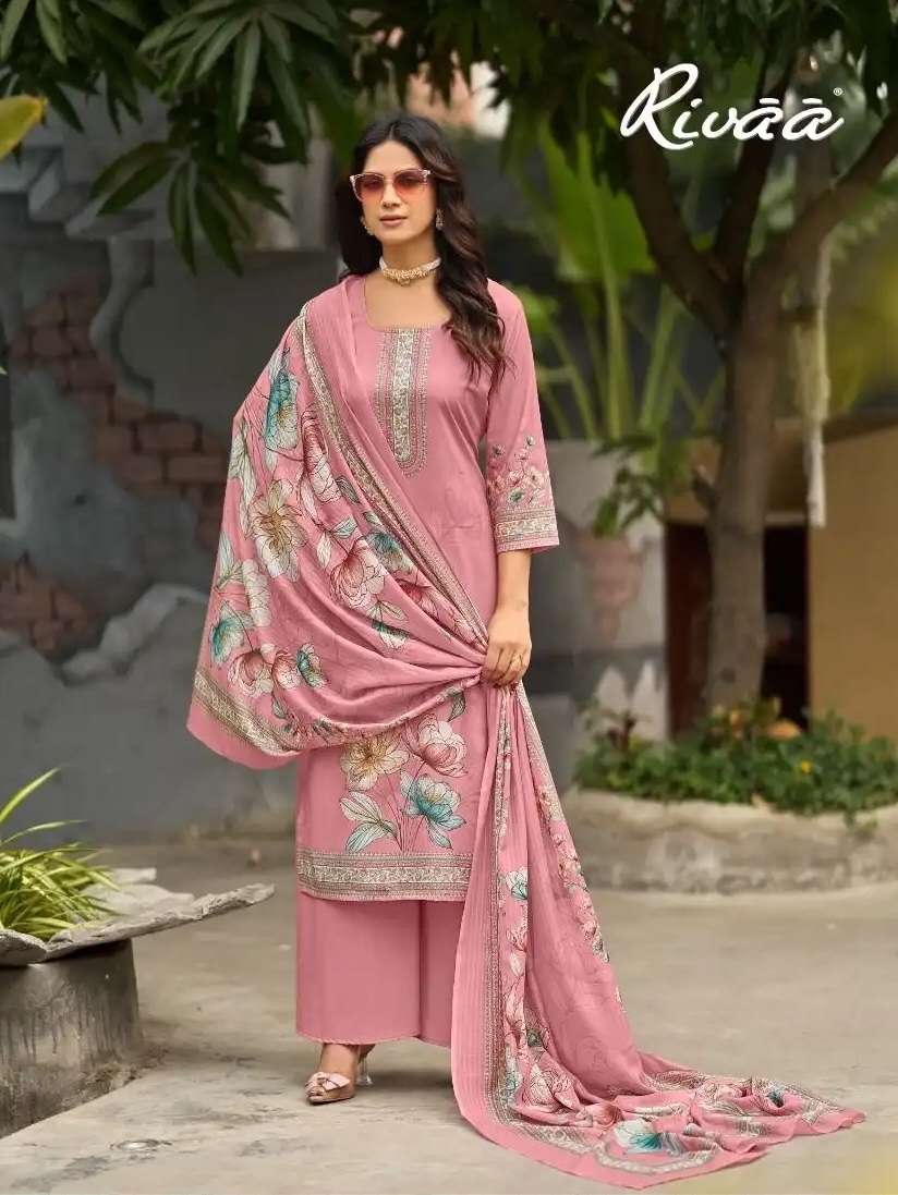 AMAYA SERIES 4041 TO 4044 BY RIVAA DESIGNER DIGITAL PRINTED AND EMBROIDERY WORK MAL COTTON SUITS ARE AVAILABLE AT WHOLESALE PRICE