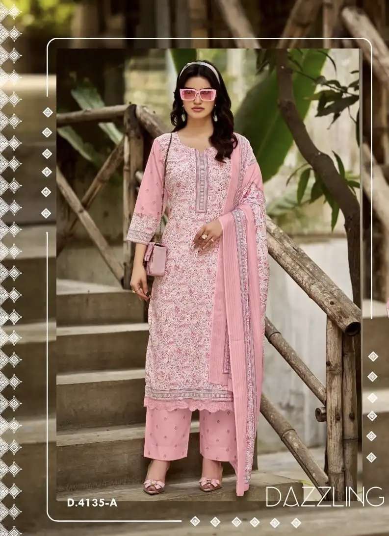 ANANYA SERIES 4135 TO 4138 BY RIVAA DESIGNER PRINTED AND EMBROIDERY WORK COTTON SUITS ARE AVAILABLE AT WHOLESALE PRICE