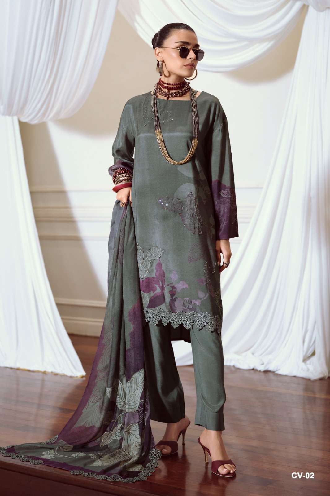 CANVAS SERIES 01 TO 05 BY VARSHA DESIGNER DIGITAL PRINTED WITH ZARI AND THREAD HAND WORK VISCOSE MUSLIN SUITS ARE AVAILABLE AT WHOLESALE PRICE