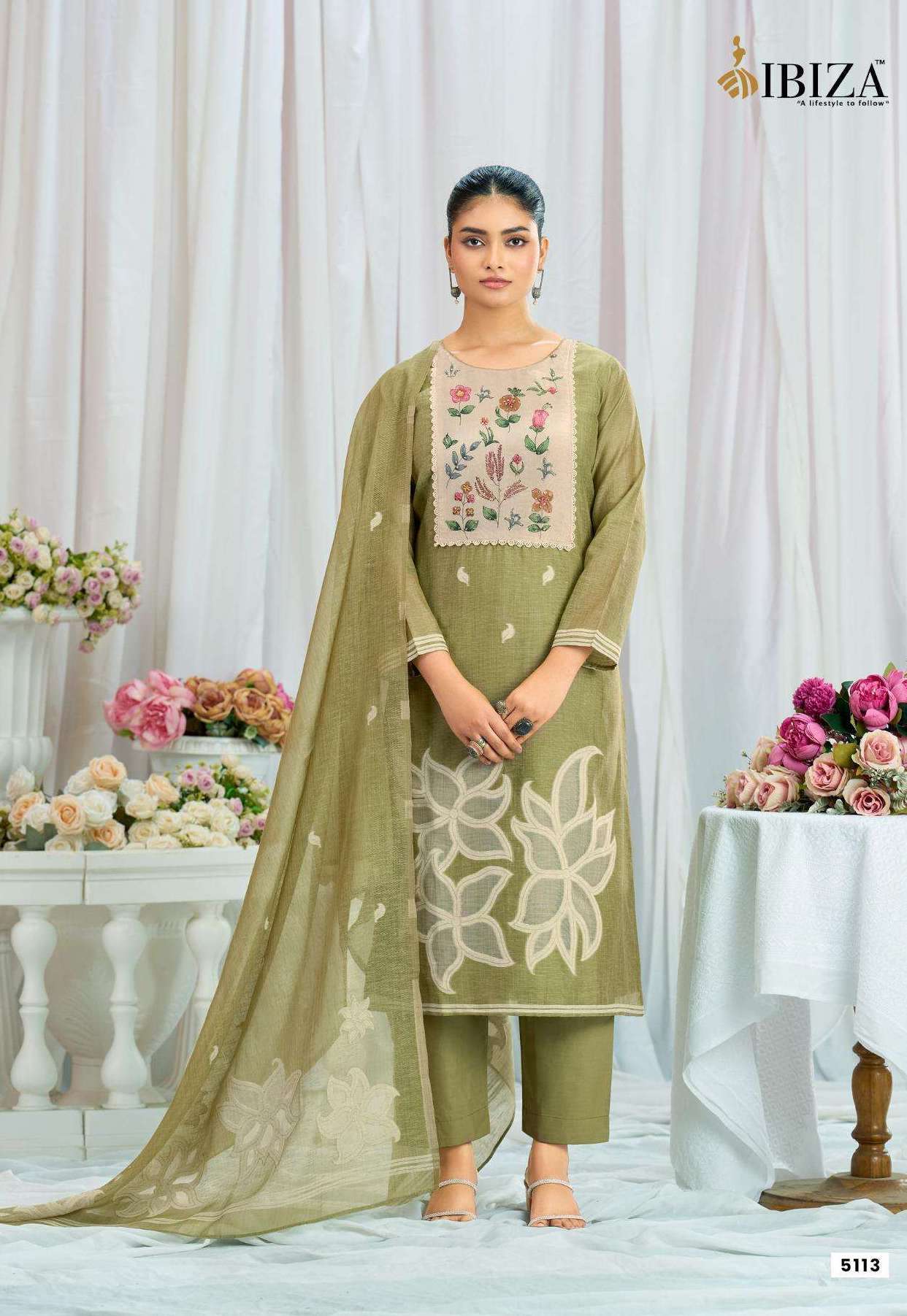 CHILMAN SERIES 5111 TO 5114 BY IBIZA DESIGNER HAND WORK AND BRUSH HAND PRINT LINEN JACQUARD SUITS ARE AVAILABLE AT WHOLESALE PRICE