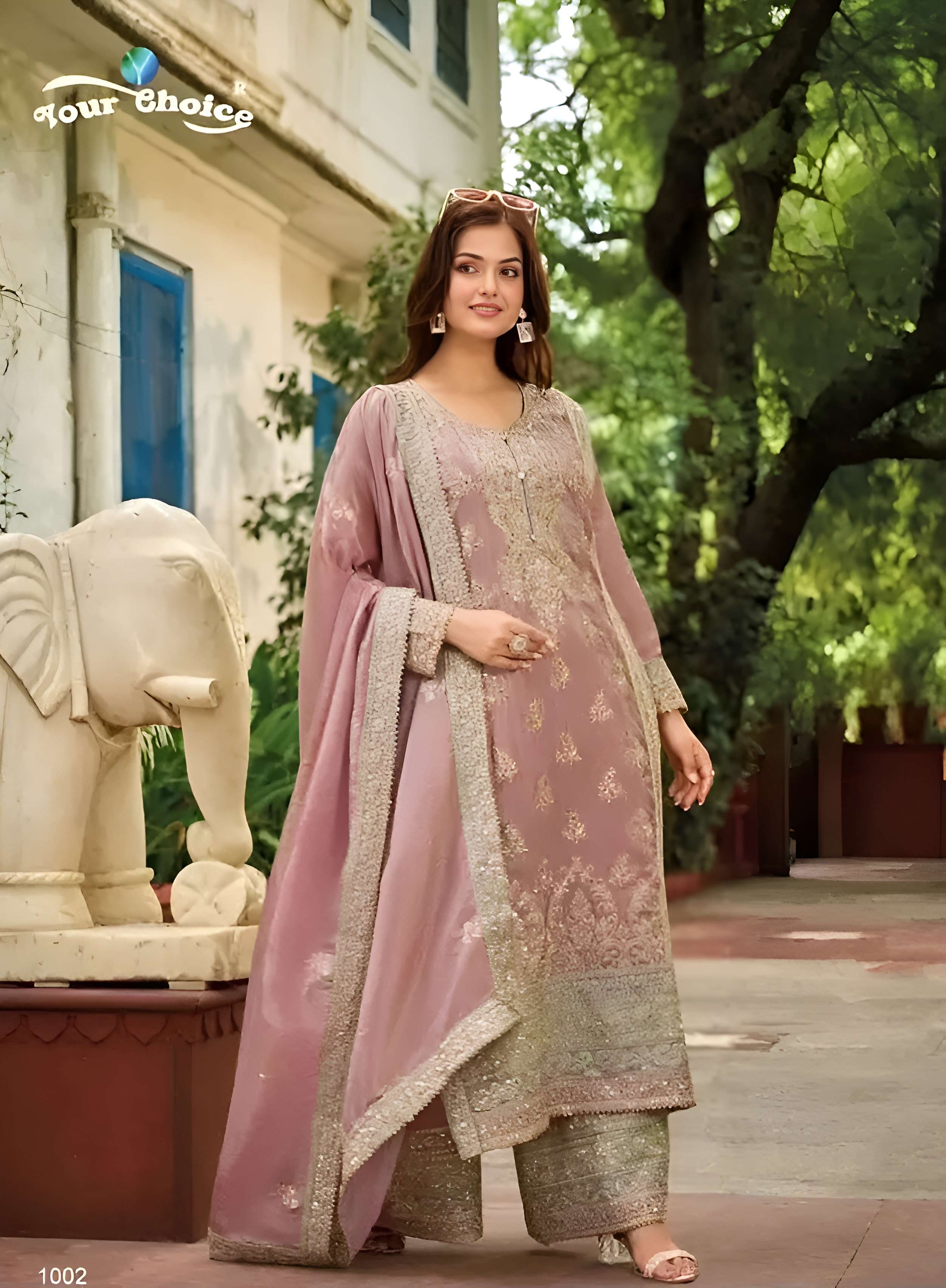 COSMOS VOL-1 SERIES 1001 TO 1002 BY YOUR CHOICE DESIGNER EMBROIDERY WORK SHIMMER SILK READYMADE SUITS ARE AVAILABLE AT WHOLESALE PRICE