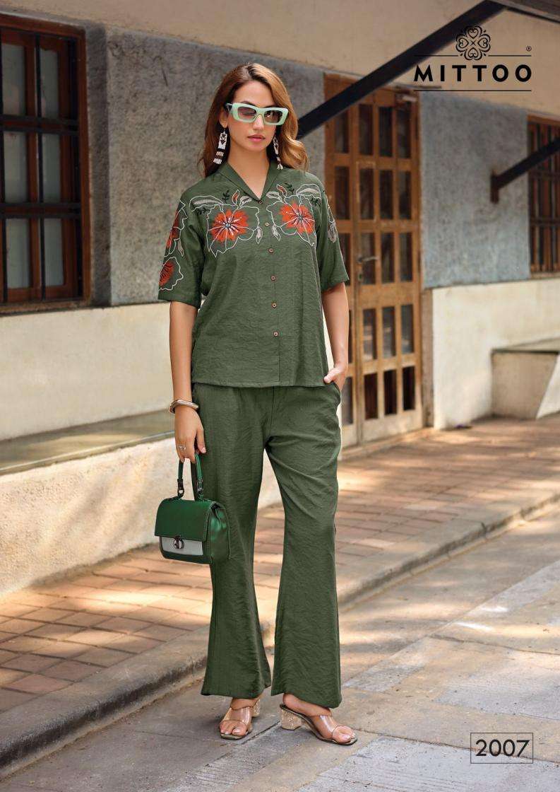 DAIZY VOL-2 SERIES 2007 TO 2012 BY MITTO DESIGNER HAND AND THREAD WORK VISCOSE CREPE CO ORD SETS ARE AVAILABLE AT WHOLESALE PRICE