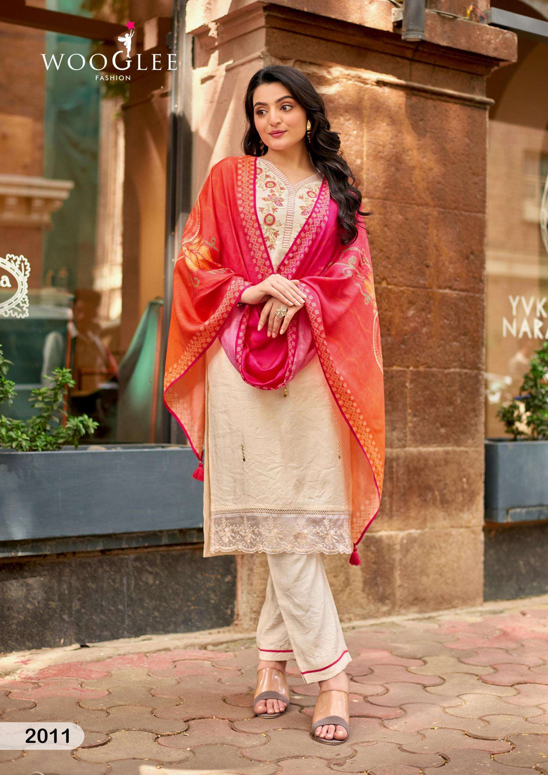 EHSAAS VOL-2 SERIES 2007 TO 2012 BY WOOGLEE DESIGNER THREAD AND HAND WORK VISCOSE WEAVING TOP WITH BOTTOM AND DUPATTA ARE AVAILABLE AT WHOLESALE PRICE
