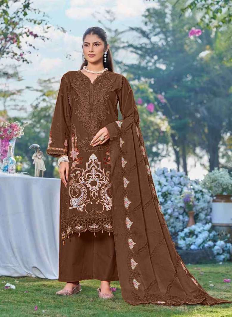 ELAF VOL-2 NX SERIES 27002 BY SANIYA TRENDZ DESIGNER EMBROIDERY CHIKANKARI WORK COTTON SUITS ARE AVAILABLE AT WHOLESALE PRICE