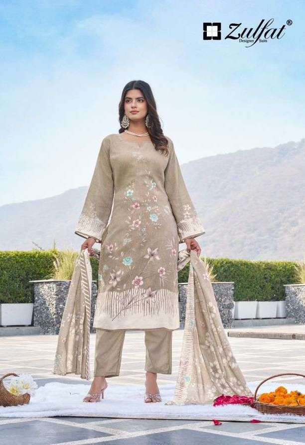 FARIDA SERIES 724 BY ZULFAT DESIGNER PRINTED COTTON SUITS ARE AVAILABLE AT WHOLESALE PRICE