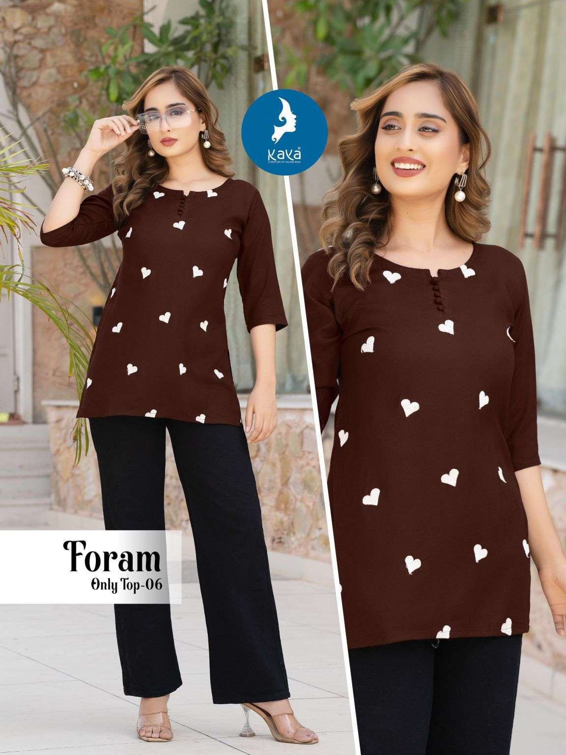 FORAM SERIES 301 TO 306 BY KAYA DESIGNER PRINTED RAYON SHORT TOPS ARE AVAILABLE AT WHOLESALE PRICE 