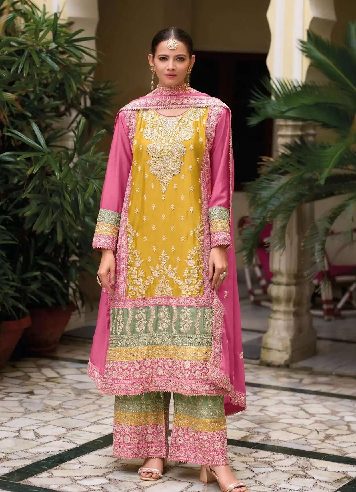 GALAXY VOL-5 SERIES 1001 TO 1002 BY YOUR CHOICE DESIGNER WITH WORK READYMADE CHINON SUITS ARE AVAILABLE AT WHOLESALE PRICE