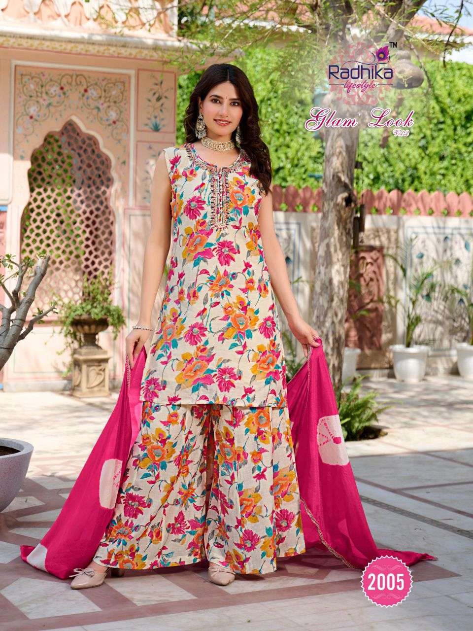 GLAM LOOK VOL-2 SERIES 2001 TO 2006 BY RADHIKA LIFESTYLE DESIGNER HAND WORK MILANO SILK TOP WITH PLAZZO AND DUPATTA ARE AVAILABLE AT WHOLESALE PRICE