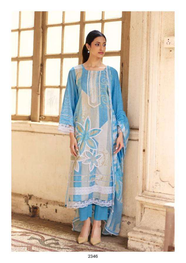 GUFTUGU SERIES 2343 TO 2346 BY KIMORA DESIGNER FLORAL PRINTED AND WORK COTTON LAWN SUITS ARE AVAILABLE AT WHOLESALE PRICE
