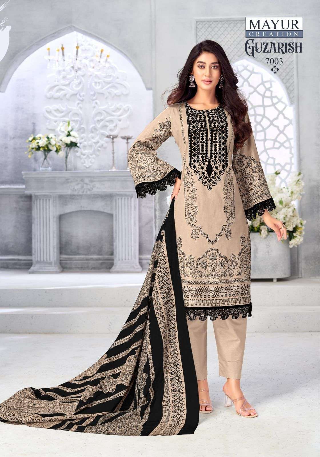 GUZARISH VOL-7 SERIES 7001 TO 7008 BY MAYUR DESIGNER PRINTED COTTON SUITS ARE AVAILABLE AT WHOLESALE PRICE