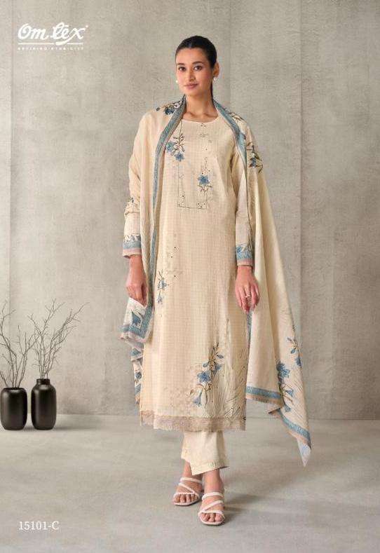 IVAANYA SERIES 15101 BY OMTEX DESIGNER DIGITAL PRINT WITH HAND WORK EMBROIDERY LACE LAWN COTTON SUITS ARE AVAILABLE AT WHOLESALE PRICE