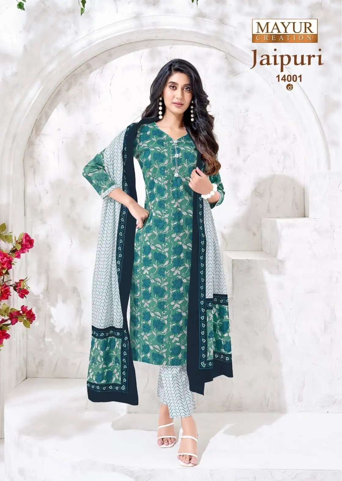 JAIPURI VOL-14 SERIES 14001 TO 14010 BY MAYUR DESIGNER PRINTED COTTON SUITS ARE AVAILABLE AT WHOLESALE PRICE
