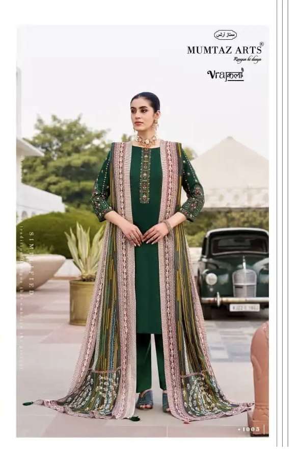 JAMDANI SERIES 1001 TO 1006 BY MUMTAZ ARTS DESIGNER PRINTED AND EMBROIDERY WORK ZAM SATIN SUITS ARE AVAILABLE AT WHOLESALE PRICE 