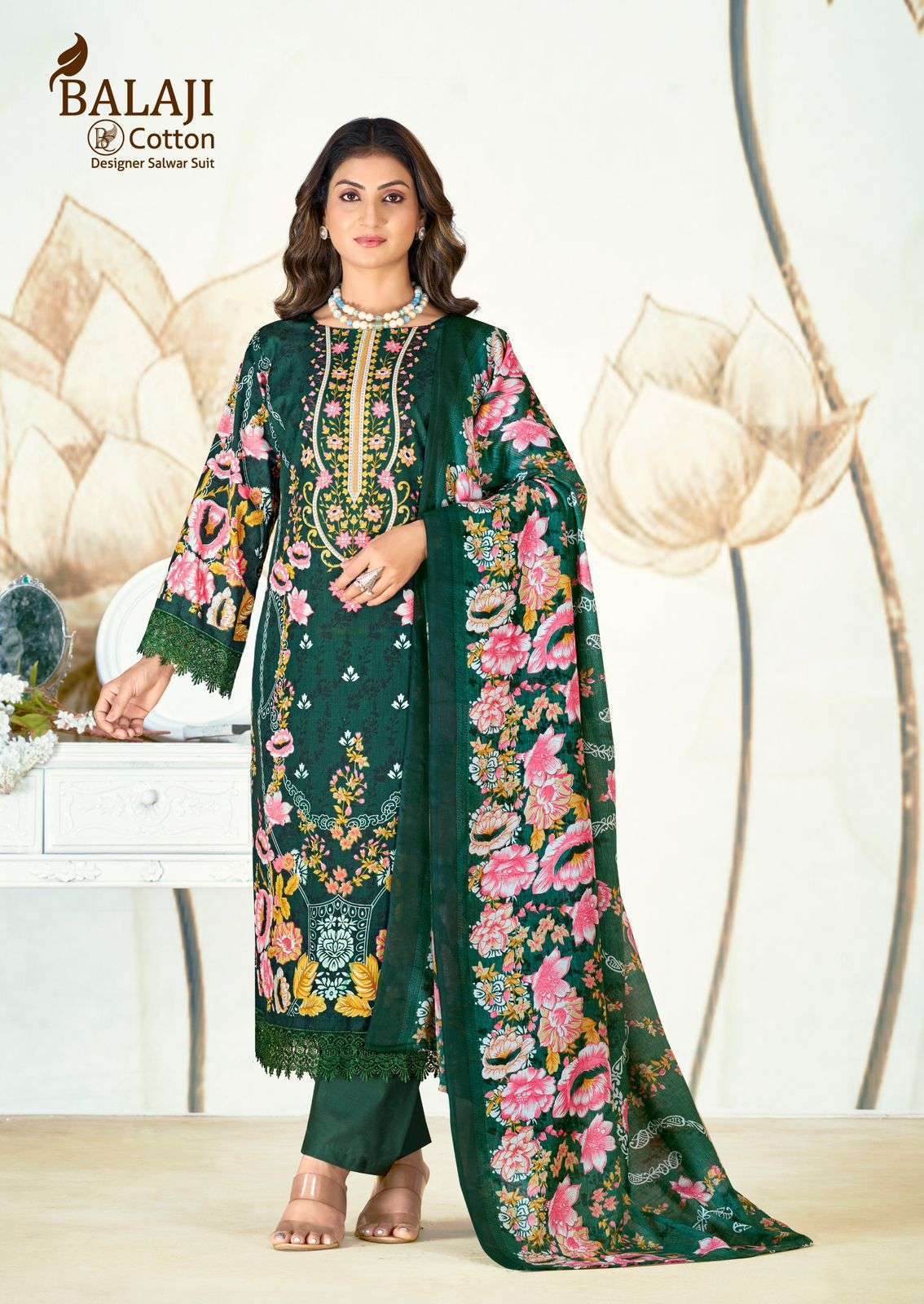 JANNAT SERIES 1001 TO 1008 BY BALAJI COTTON DESIGNER DIGITAL PRINTED COTTON SUITS ARE AVAILABLE AT WHOLESALE PRICE 
