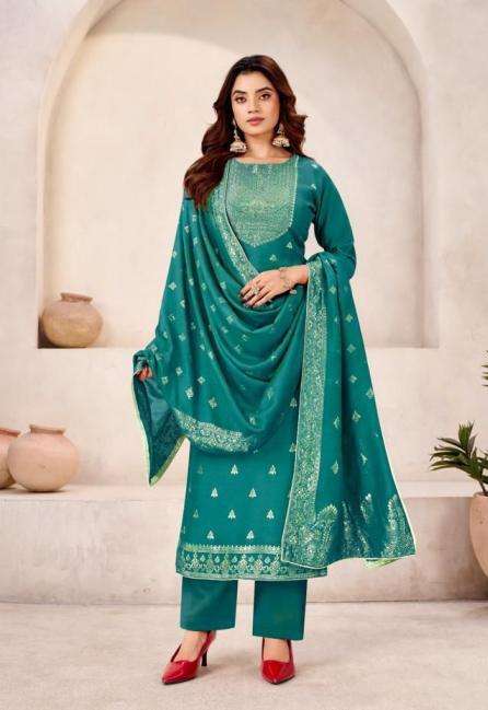 JUGNI SERIES 1901 TO 1904 BY TANISHK FASHION DESIGNER SAROSKI HAND WORK VISCOSE MUSLIN JACQUARD SUITS ARE AVAILABLE AT WHOLESALE PRICE