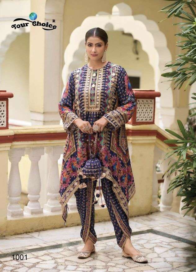 KIKO SERIES 1001 TO 1002 BY TOUR XHOICE DESIGNER FANCY WORK READYMADE CHINON SUITS ARE AVAILABLE AT WHOLESALE PRICE