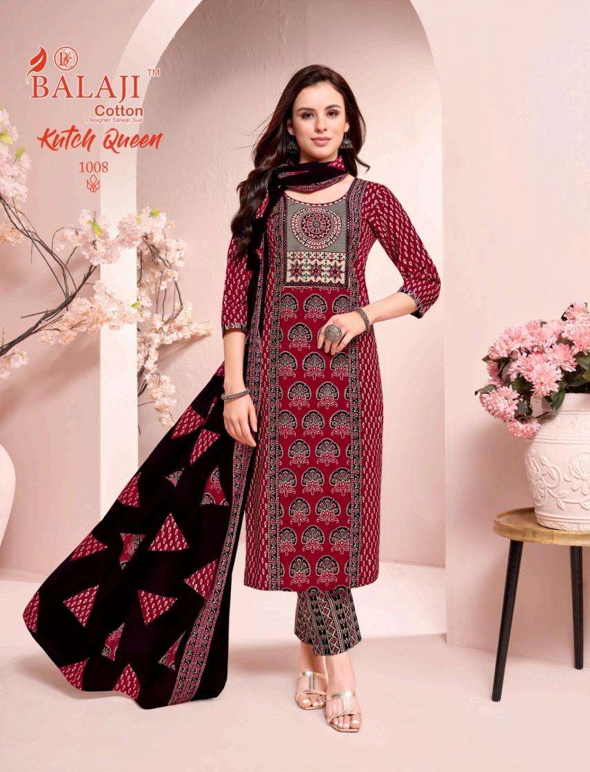 KUTCH QUEEN SERIES 1001 TO 1008 BY BALAJI COTTON DESIGNER PRINTED READYMADE COTTON SUITS ARE AVAILABLE AT WHOLESALE PRICE 