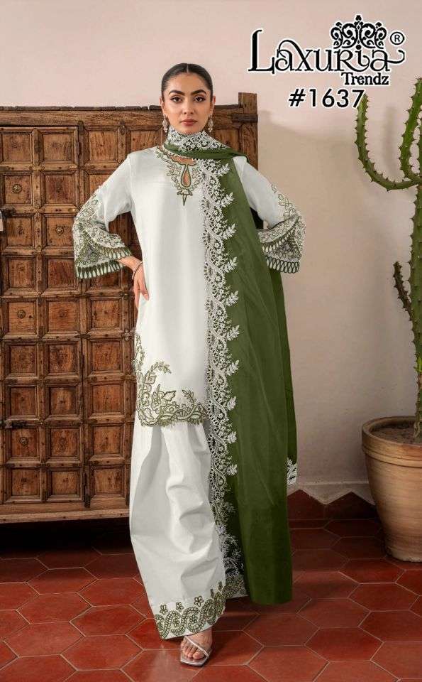 LAXURIA TRENDZ 1637 DESIGNER EMBROIDERY WORK LINE SILK TOP WITH PLAZZO AND DUPATTA ARE AVAILABLE AT WHOLESALE PRICE
