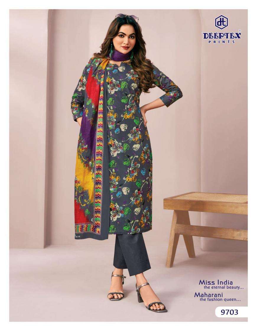 MISS INDIA VOL-97 SERIES 9701 TO 9716 BY DEEPTEX DESIGNER WITH PRINTED COTTON SUITS ARE AVAILABLE AT WHOLESALE PRICE
