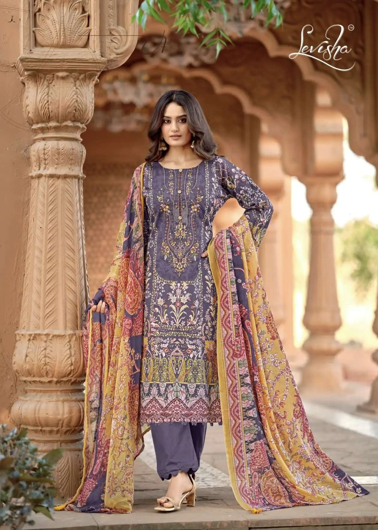 MUSKAN VOL-3 SERIES 3013 TO 3018 BY LEVISHA DESIGNER PRINTED AND EMRBROIDERY WORK CAMBRIC COTTON SUITS ARE AVAILABLE AT WHOLESALE PRICE 