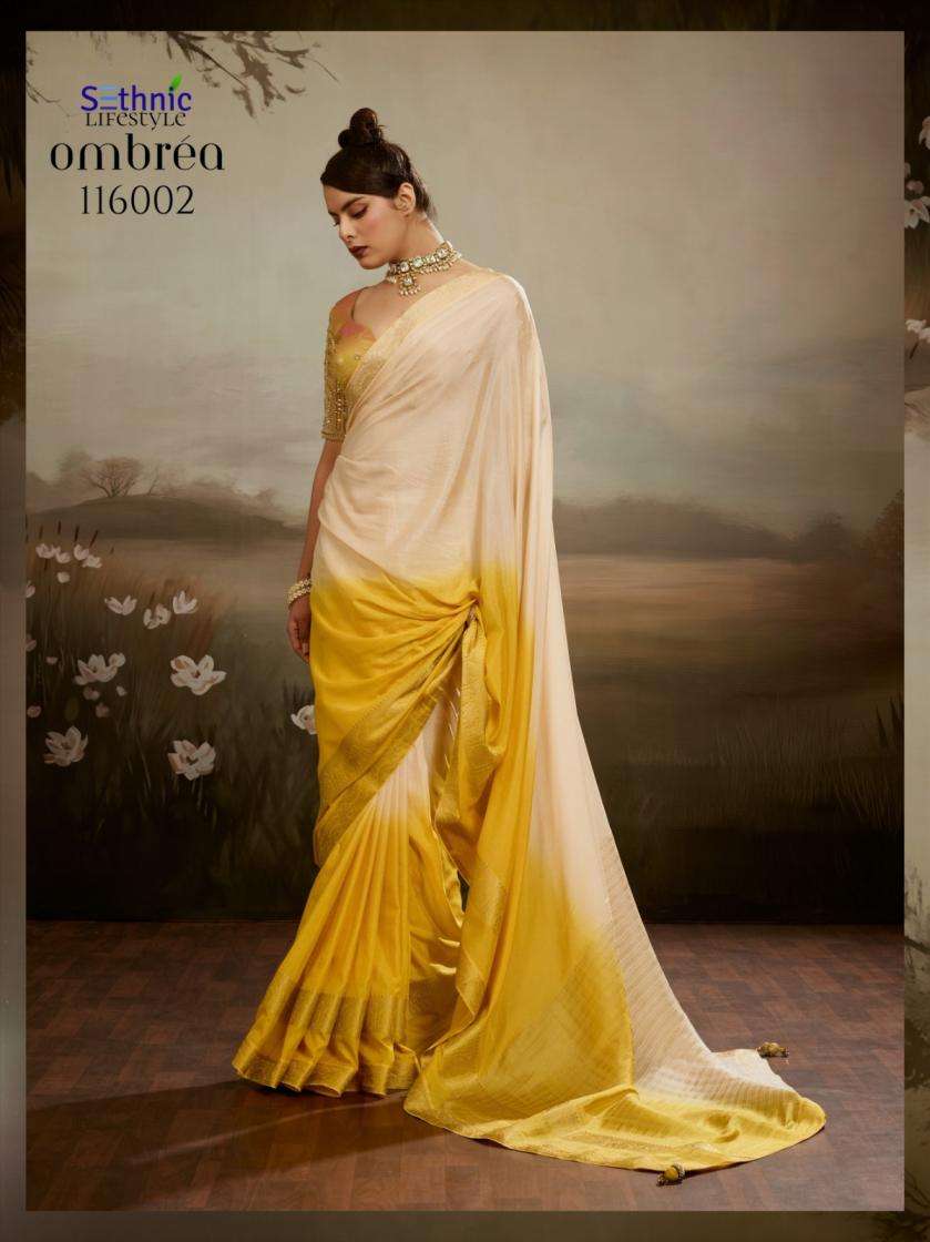 OMBREA SERIES 116001 TO 116005 SAREE BY SETHNIC DESIGNER SOFT CHIFFONE SAREES ARE AVAILABLE AT WHOLESALE PRICE