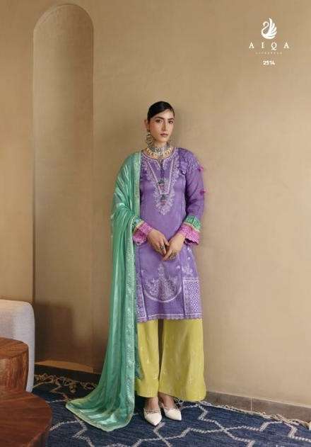 ORLISSE SERIES 2513 TO 2518 BY AIQA DESIGNER FANCY WORK BEMBERG RUSSIAN SILK SUITS ARE AVAILABLE AT WHOLESALE PRICE 