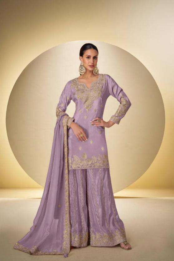 PRAGYA SERIES 7642 BY GULKAYRA DESIGNER EMBROIDERY WORK SHIMMER SILK READYMADE SUITS ARE AVAILABLE AT WHOLESALE PRICE