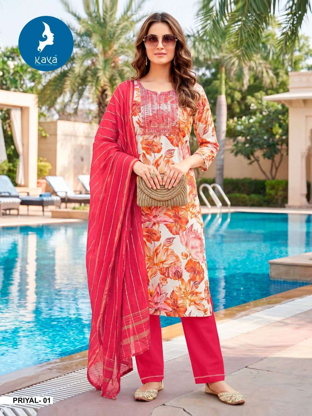 PRIYAL SERIES 01 TO 06 BY KAYA DESIGNER FOIL RPINT RAYON KURTI WITH BOTTOM AND DUPATTA ARE AVAILABLE AT WHOLESALE PRICE