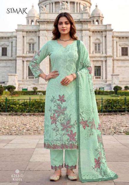RAHA SERIES 6253 BY SIMAR DESIGNER DIGITAL PRINTED AND WORK COTTON SUITS ARE AVAILABLE AT WHOLESALE PRICE