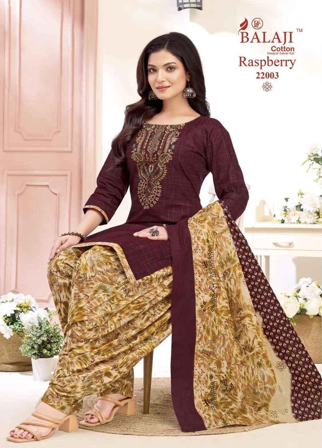 RASPBERRY VOL-22 SERIES 22001 TO 22012 BY BALAJI COTTON DESIGNER PRINTED COTTON SUITS ARE AVAILABLE AT WHOLESALE PRICE
